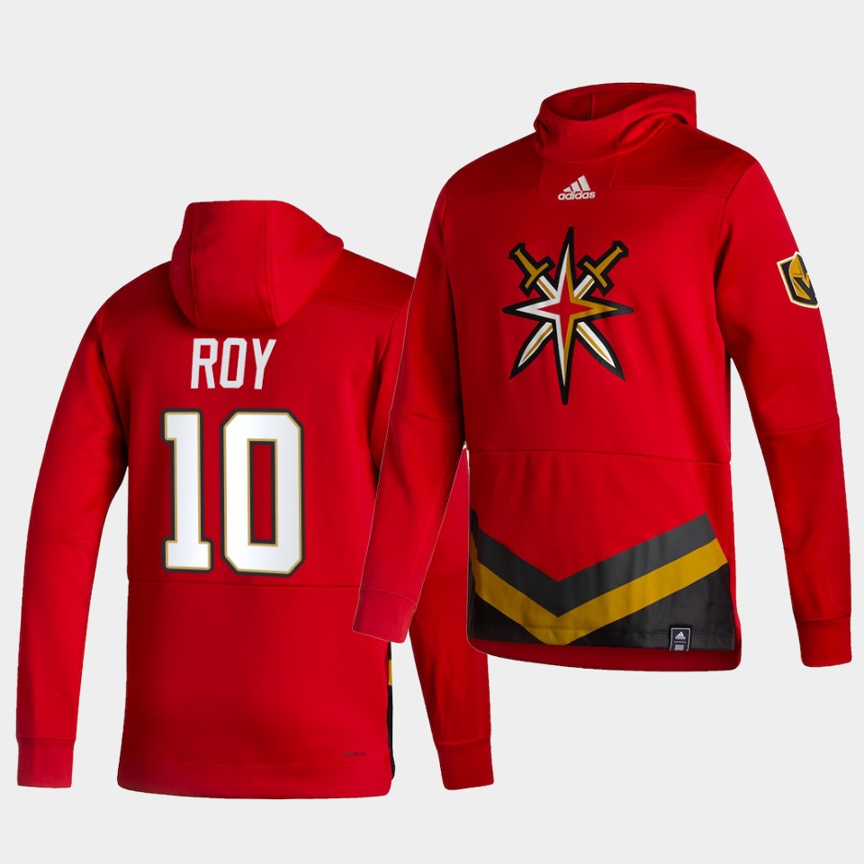 Men Vegas Golden Knights #10 Roy Red NHL 2021 Adidas Pullover Hoodie Jersey